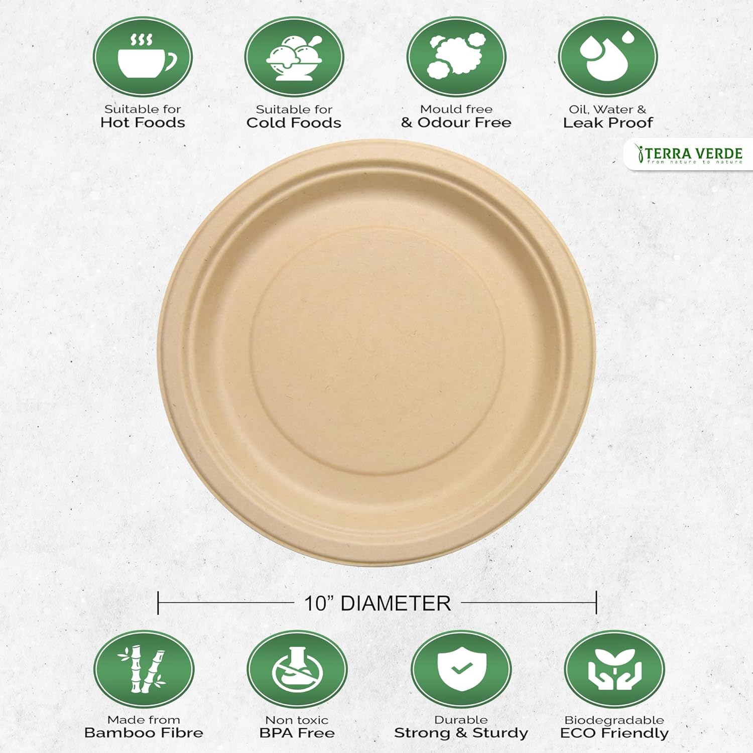 benefits of using Disposable Bamboo Fibre Paper Plates l 10 inch (25cm) Round 50 Pack