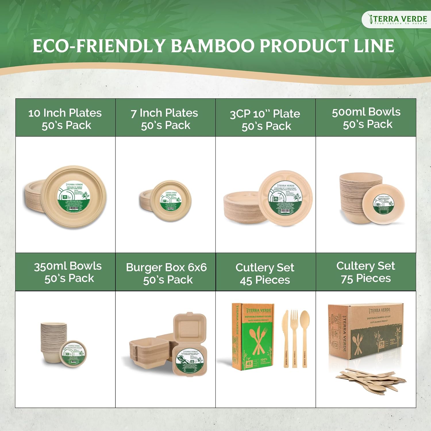 different types of eco friendly bamboo products by terra verde